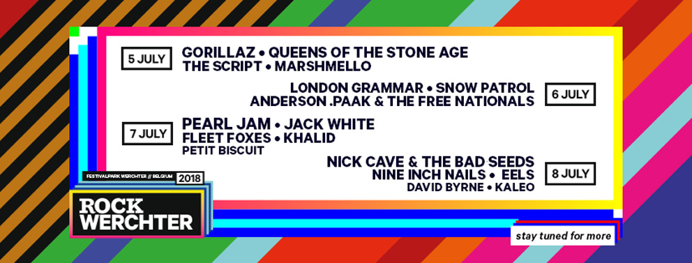 Rock Werchter 2018: Nine Inch Nails, The Script en meer nieuws…
