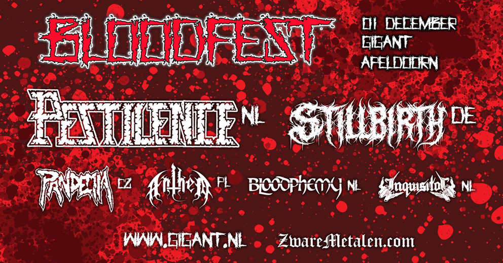 BLOODFEST met o.a. Pestilence op 1 december in Gigant