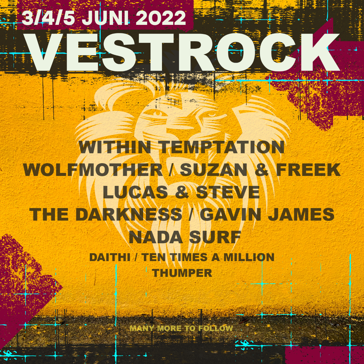Eerste namen VESTROCK 2022, o.a. Within Temptation, Wolfmother, Nada Surf, The Darkness