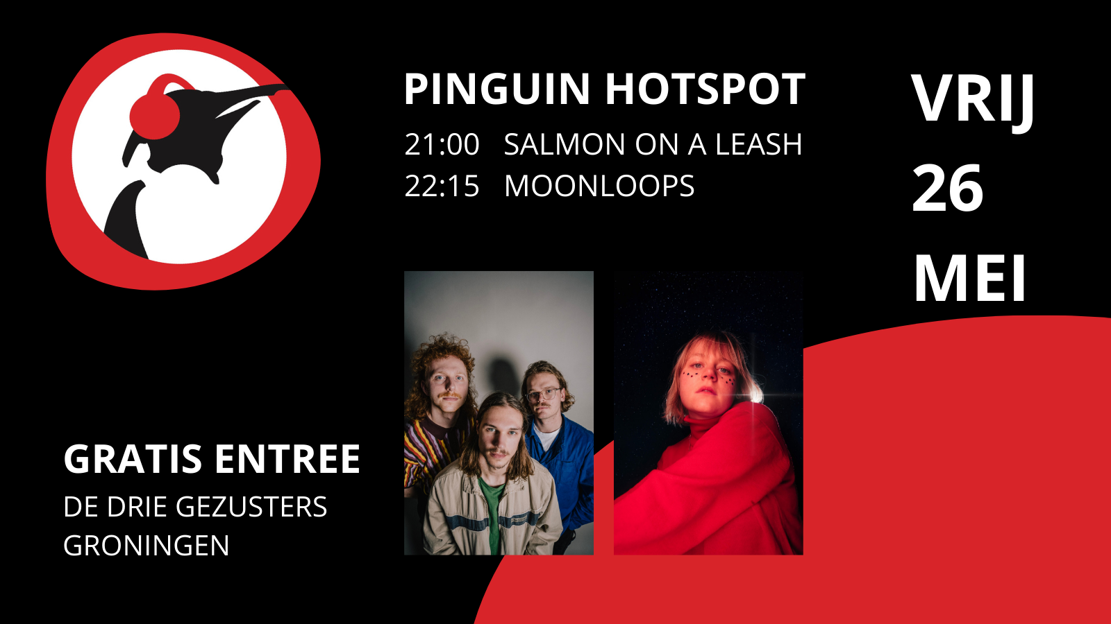 Pinguin Hotspot in De Drie Gezusters met Salmon on a Leash en Moonloops