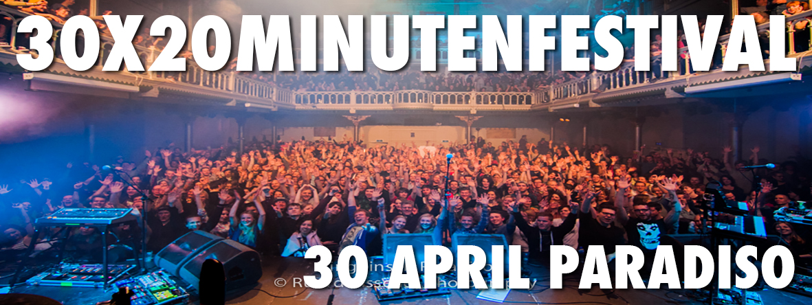 Winnaars die optreden in Paradiso tijdens 30x20Minutenfestival