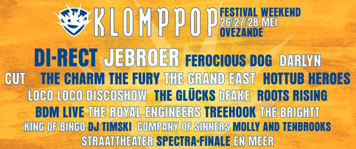 Programma Klomppop Festivalweekend 2017 bijna compleet