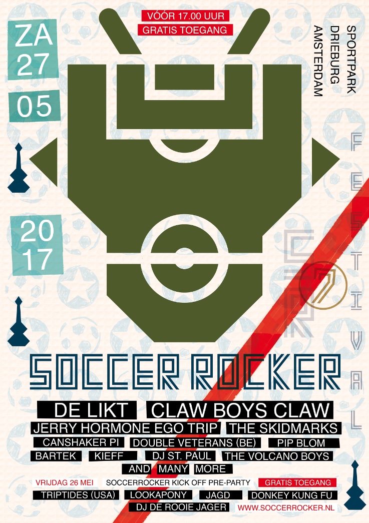 De Likt, Claw Boys Claw, Canshaker Pi, The Triptides (USA) en meer voor SoccerRocker